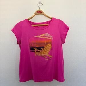 Aeropostale Relaxed Fit Graphic Tee Shirt Women's XXL Pink Beach Chair Umbrella